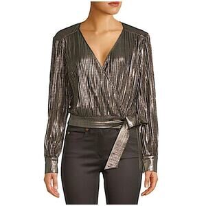 Ted Baker London l Long Sleeve Wrap Top- Metallic Gold Elwiira- Size 1